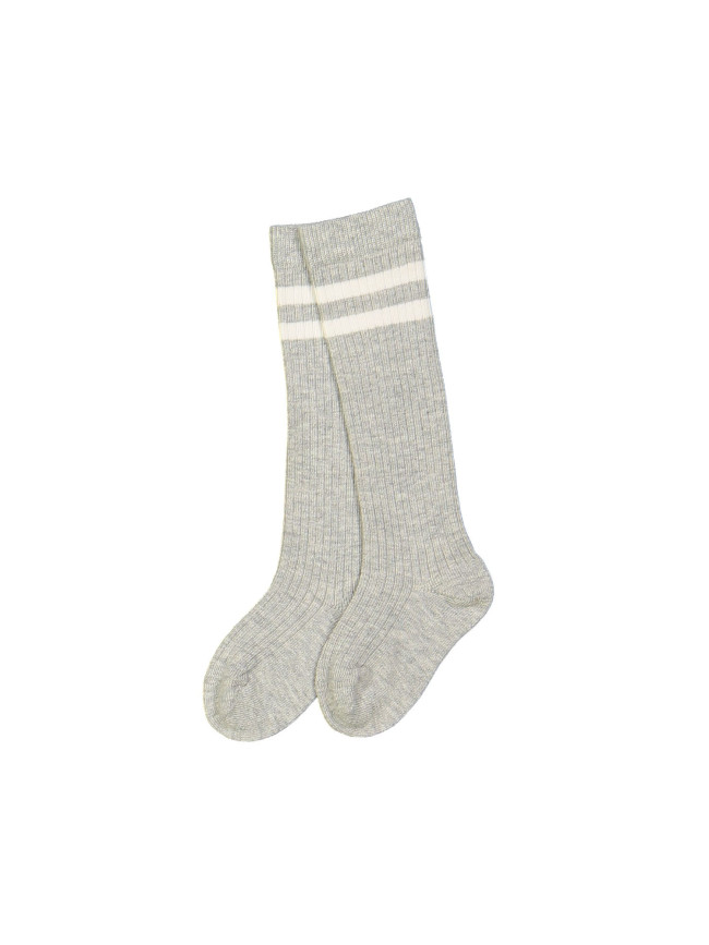 Knee-length sock stripe light gray