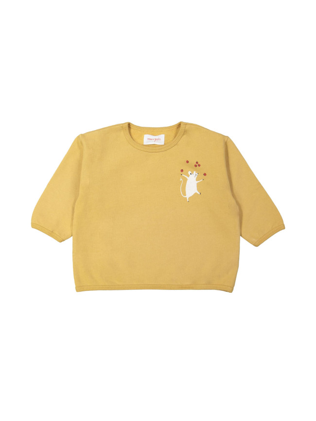 Sweater mouse mosterd 12m-18m