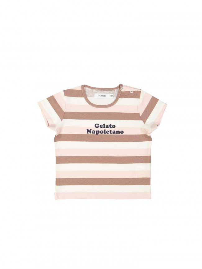 t-shirt mini streep gelato ecru 18m