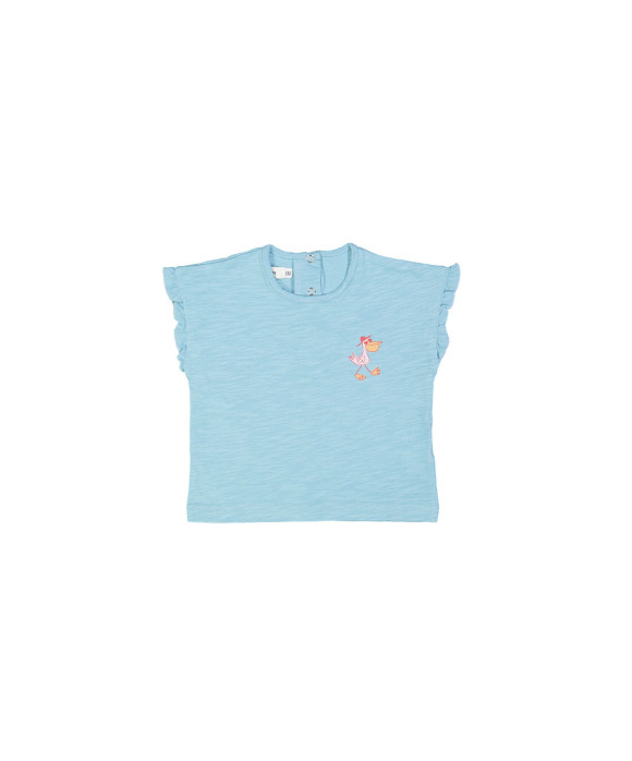 t-shirt mini slub pelican azuurblauw