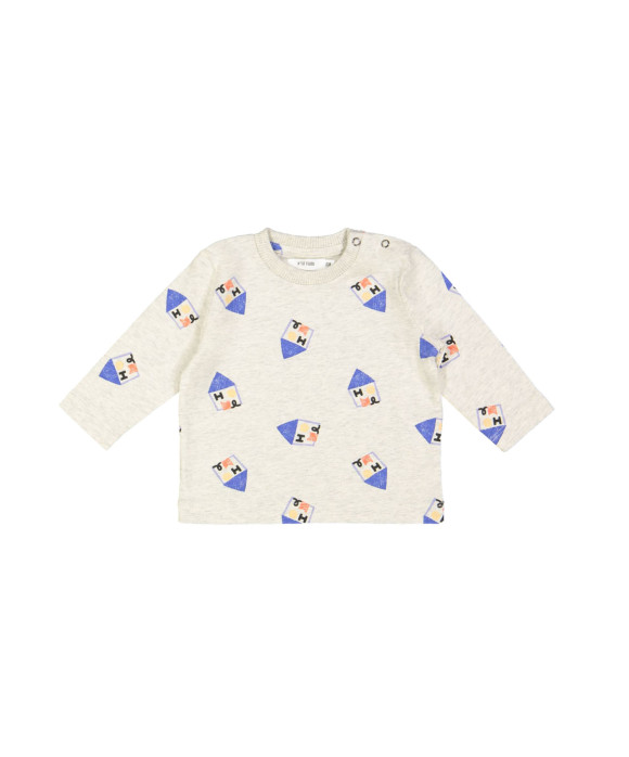 T-shirt mini maison chiné all over gris clair