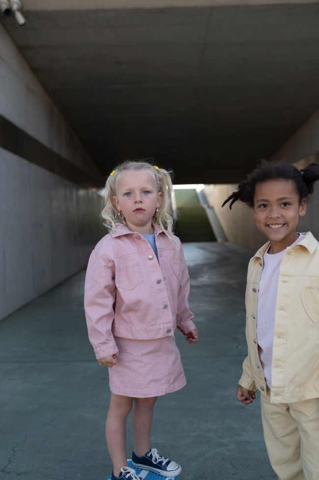 Veste en jean vieux rose