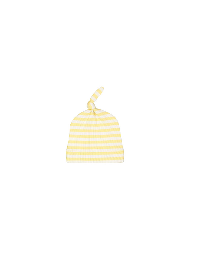 Bonnet côte rayée jaune