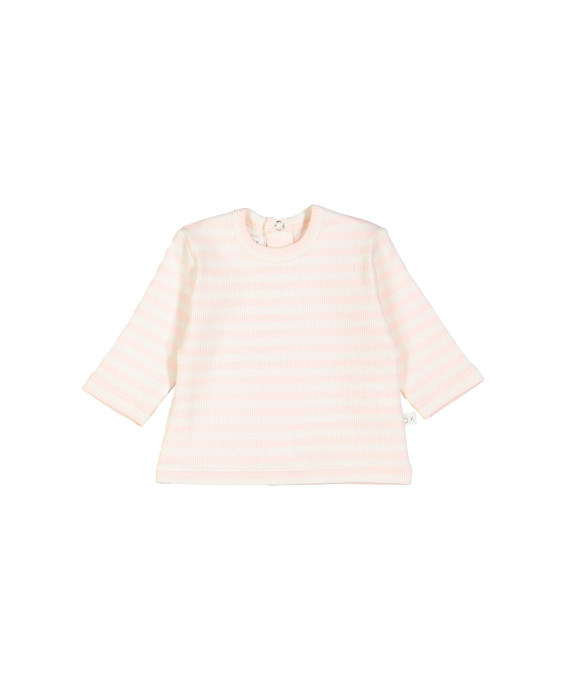 T-shirt rib streep lichtroze