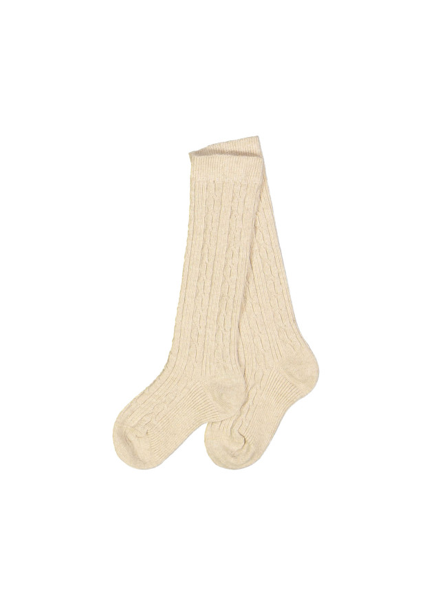 Knee-length socks cable beige