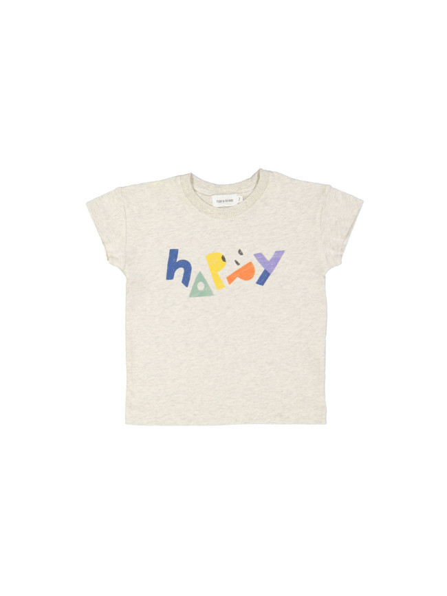 T-shirt happy chiné light gray