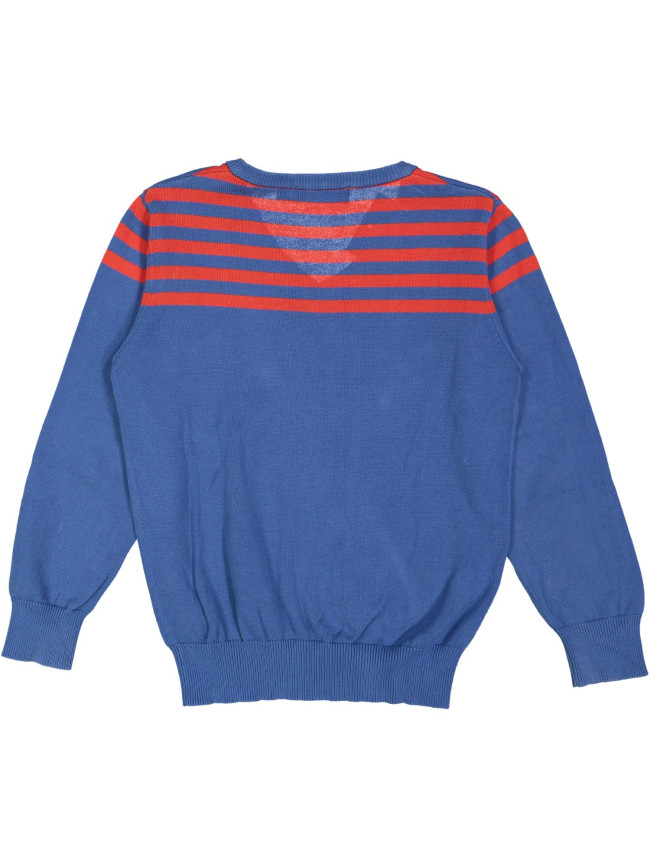 pull tricot blauw rode streep 06j .