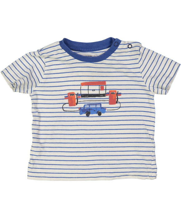 t-shirt wit blauwe streep auto 06m