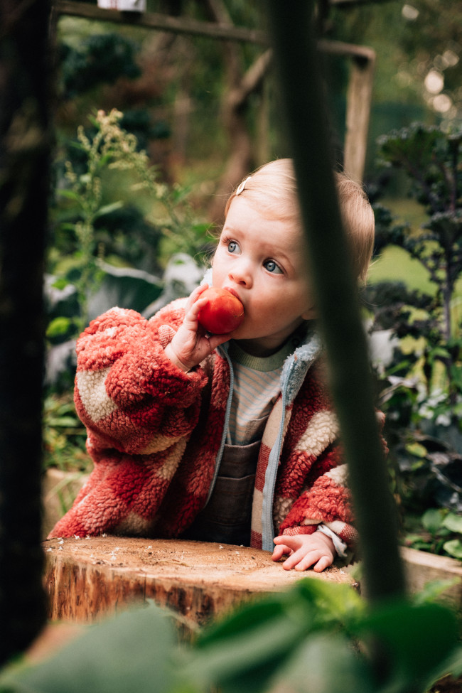Gilet teddy ruit roest 12m-18m
