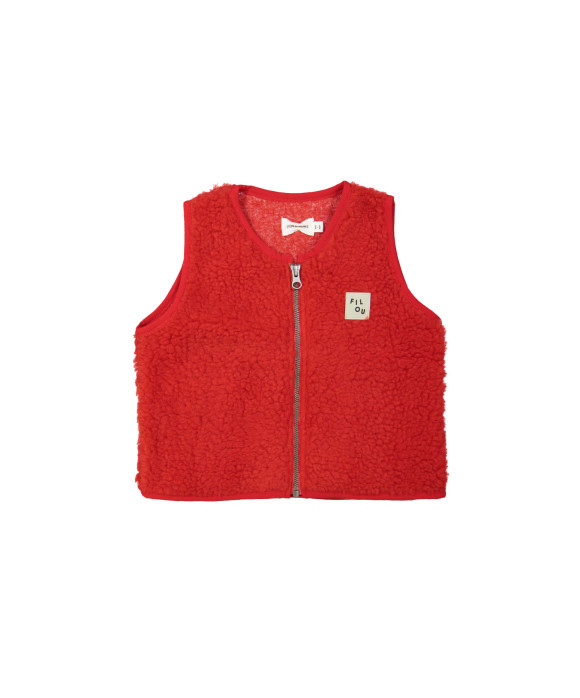 Bodywarmer teddy rouge