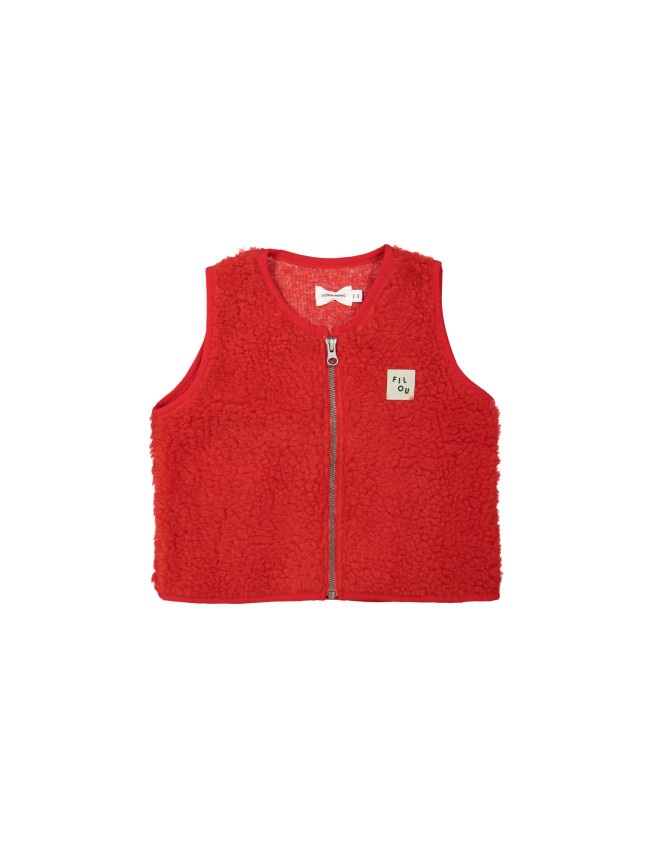 Bodywarmer teddy rouge