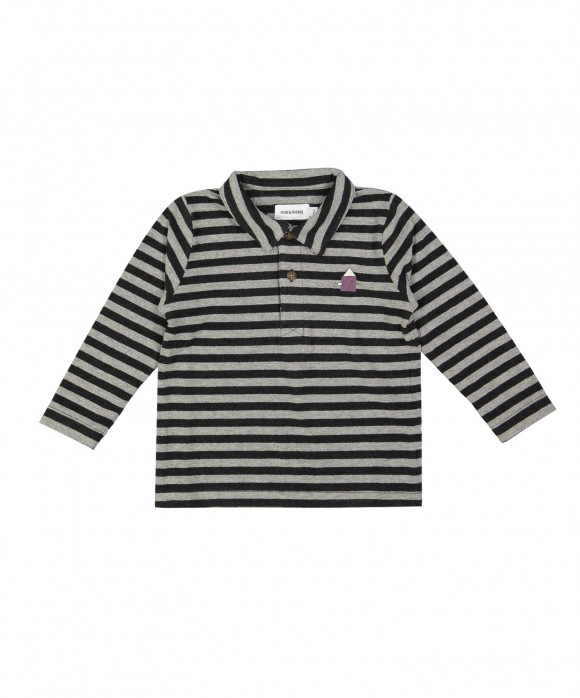 polo t-shirt big stripe grijs
