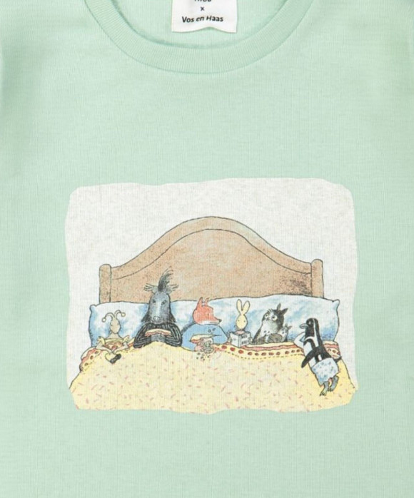 Pyjama vos en haas bed grijsgroen