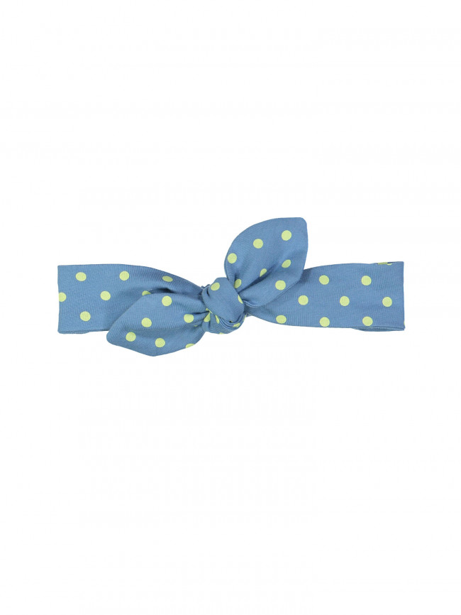 hair ribbon green dots blue