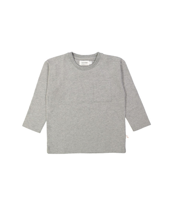 T-shirt poche mélangé gris