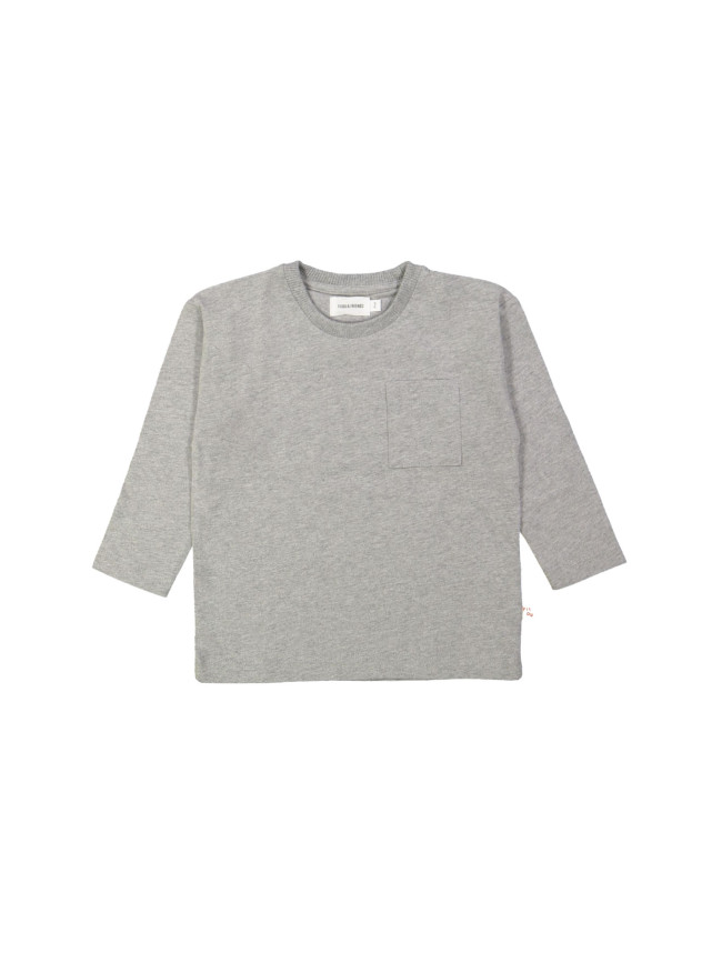 T-shirt poche mélangé gris