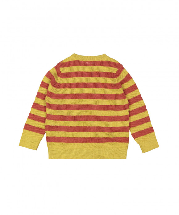 pull tricot stripes geel roodbruin