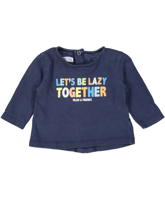 t-shirt blauw lets be lazy 01m