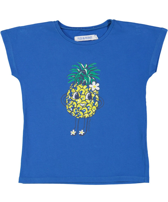 t-shirt blauw ananas 03j