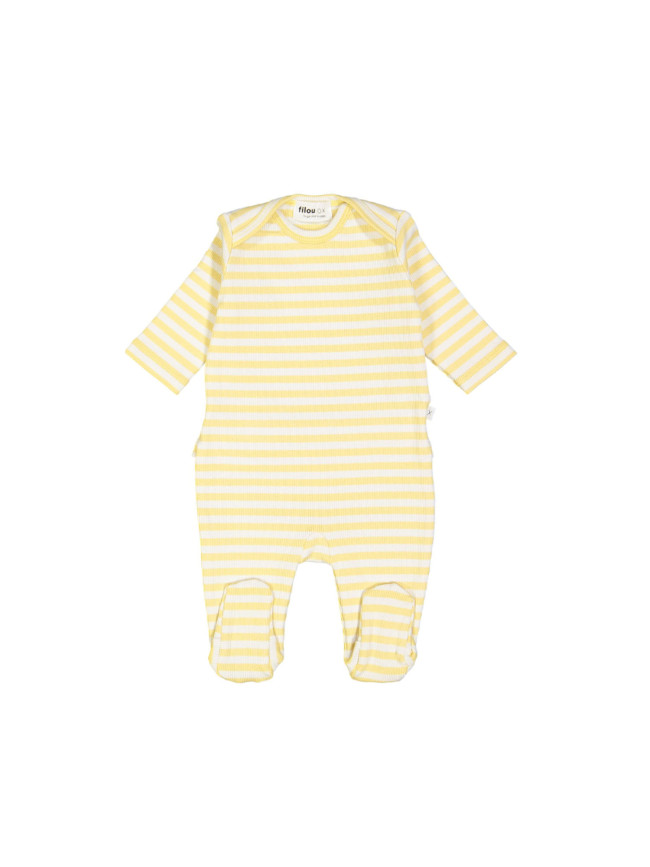 Pyjama rib streep geel 00m