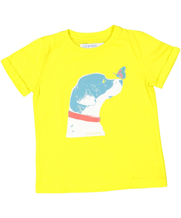 t-shirt geel hondjes frul wit 04j
