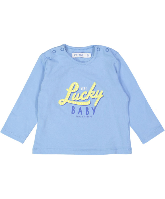 t-shirt blauw lucky baby 06m
