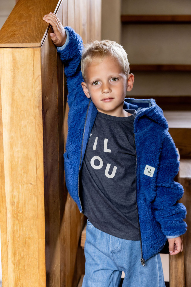 Gilet teddy bleu