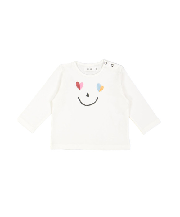 t-shirt mini heart smiley ecru