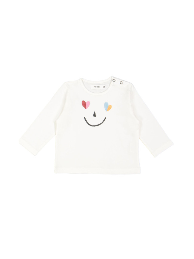 t-shirt mini smiley coeur écru