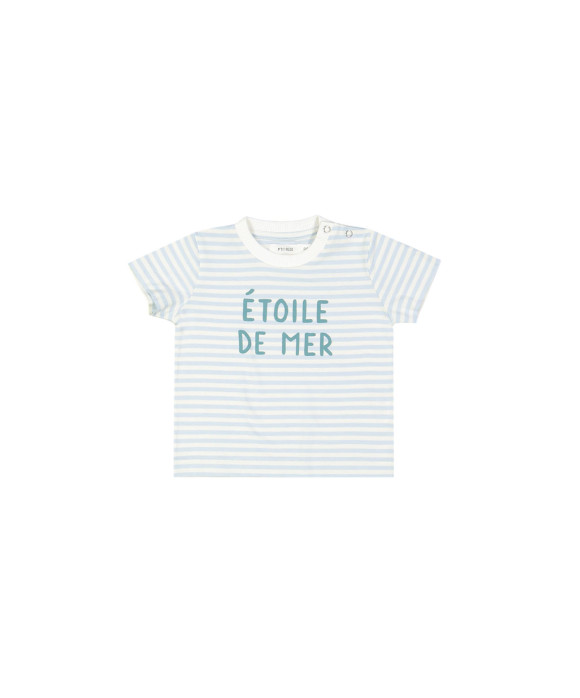 t-shirt mini streep étoile de mer lichtblauw