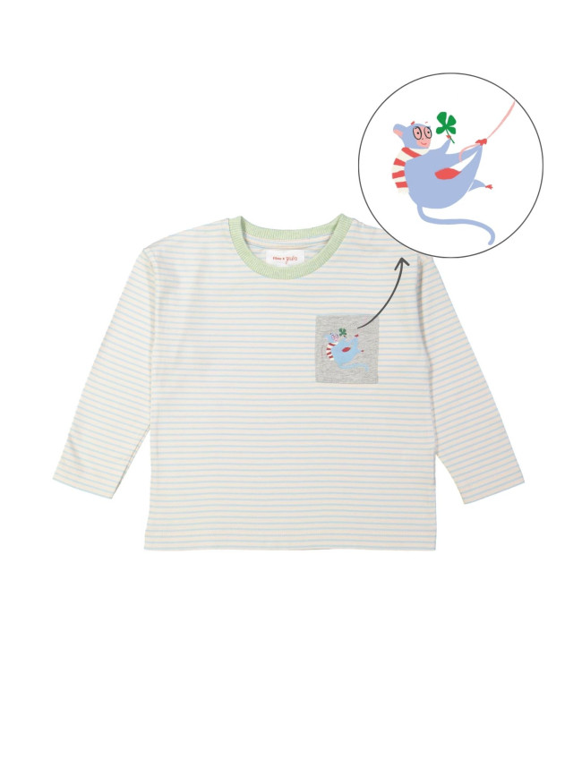 T-shirt monkey lichtblauw 12m-18m
