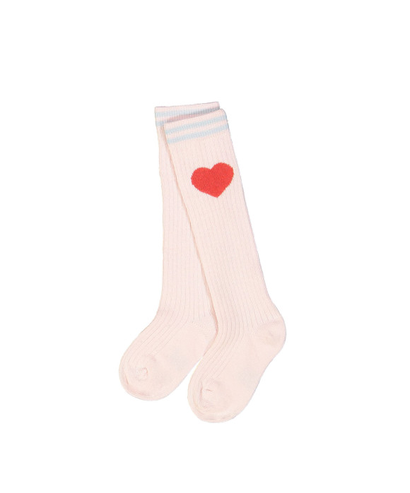 Knee-length sock heart light pink