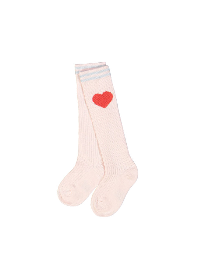 Knee-length sock heart light pink