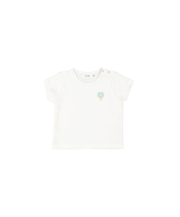 t-shirt mini fleur glace écru