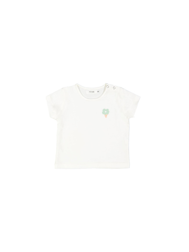 t-shirt mini fleur glace écru