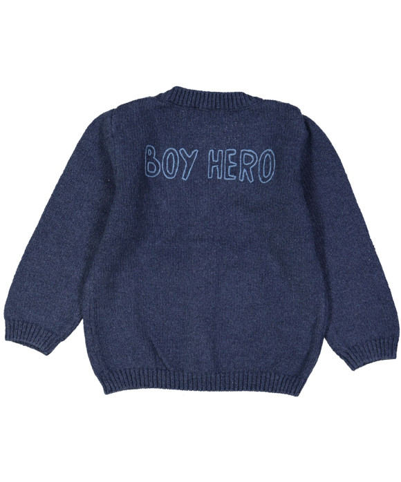 gilet tricot blauw boy hero 12m