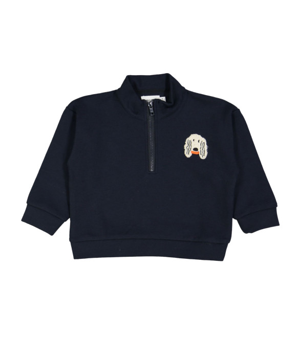 Sweater zipper chien bleu foncé