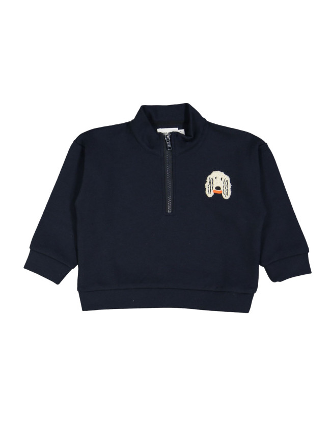 Sweater zipper chien bleu foncé