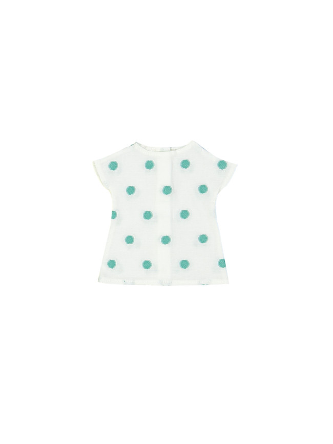 poppenkleed dots groen ecru