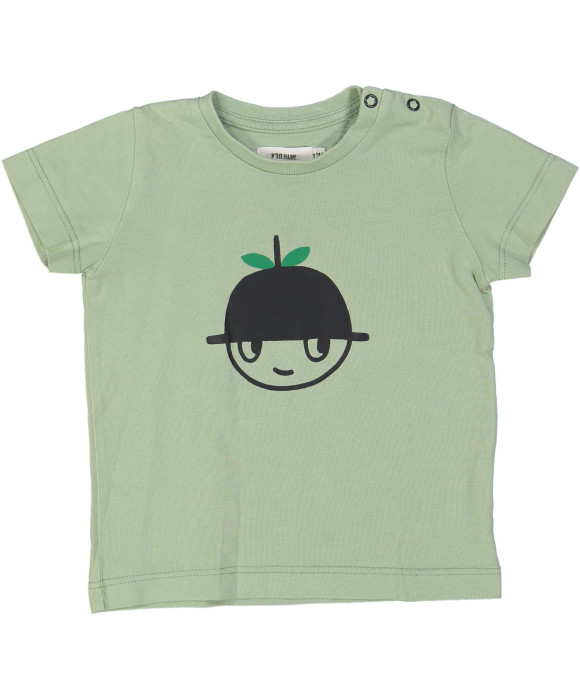 t-shirt groen appelgezichtje 12m