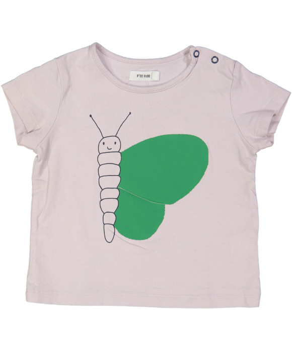 t-shirt paars vlinder groen 12m
