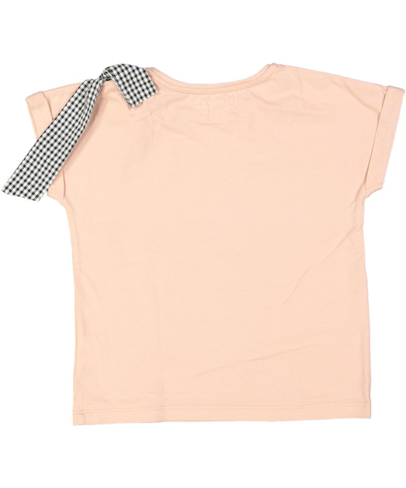 t-shirt licht roze strik vichy 04j