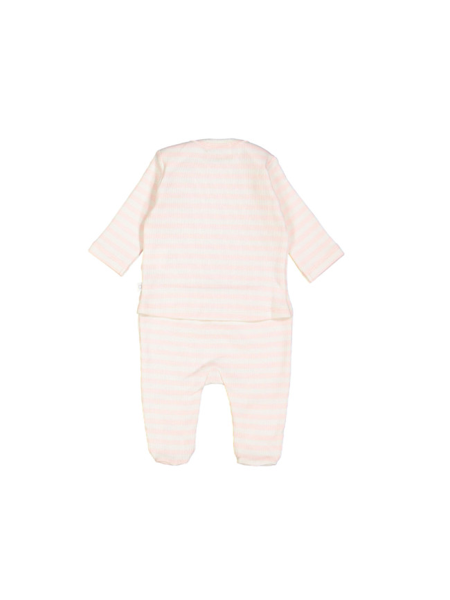 Pyjama rib streep lichtroze 00m