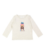 T-shirt besties girl chiné light gray