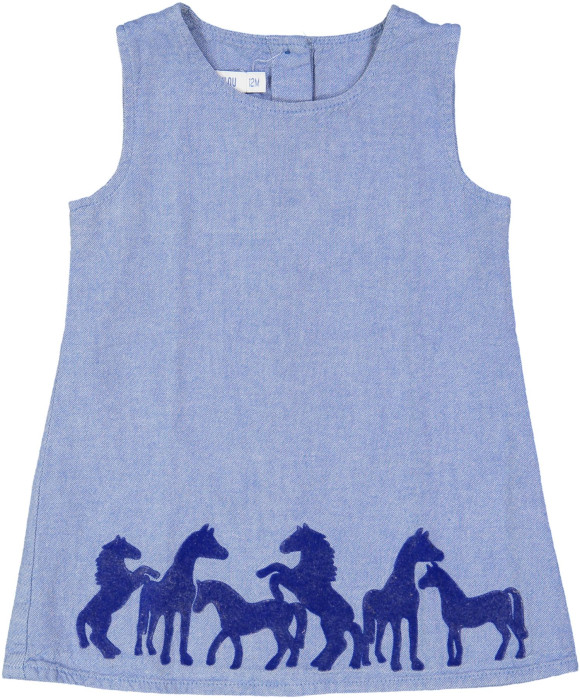 kleedje blauw paarden 12m
