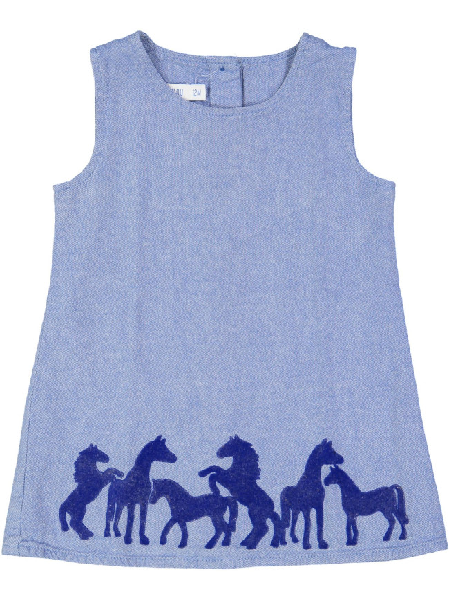kleedje blauw paarden 12m .