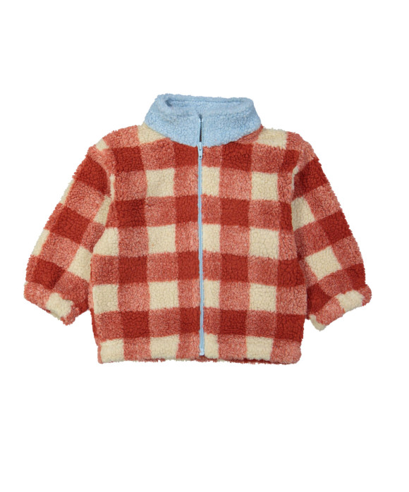 Gilet teddy ruit roest 