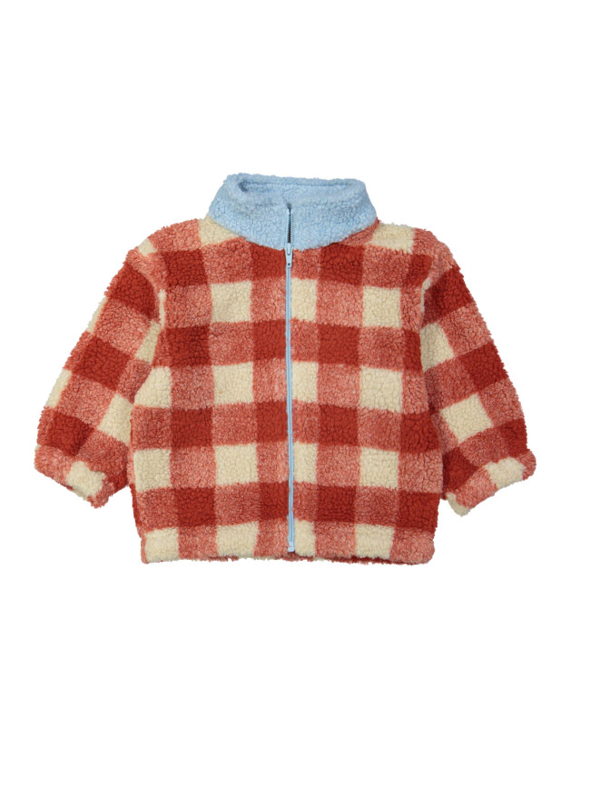Gilet teddy ruit roest 12m-18m