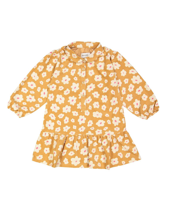 Robe velours fleur camel