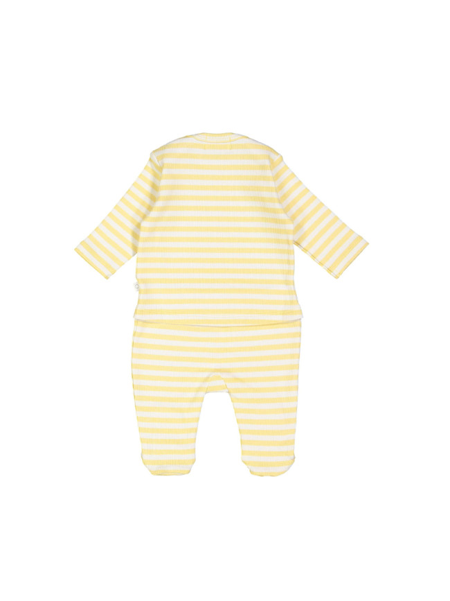 Pyjama rib streep geel 00m